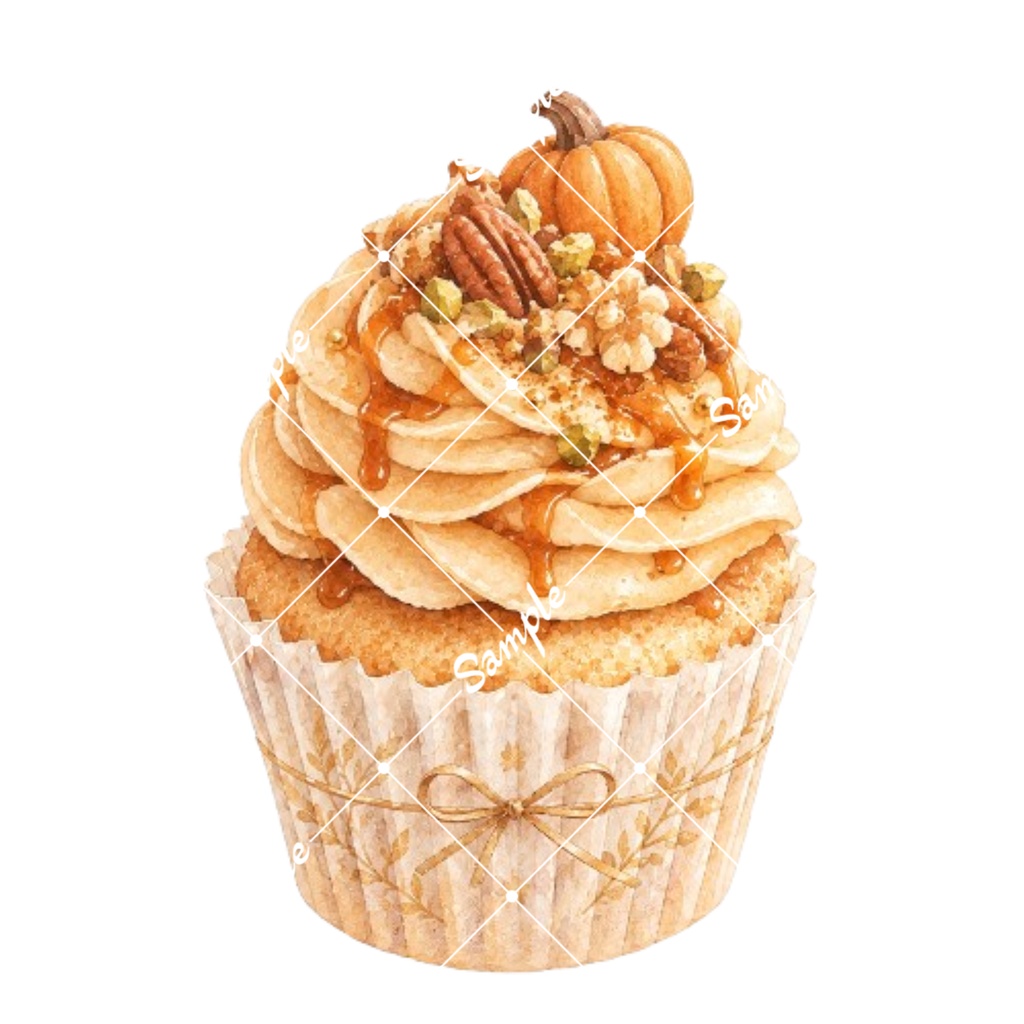 ハロウィンカフェ 水彩素材10点|カップケーキ&ドリンク|PNG・透過素材