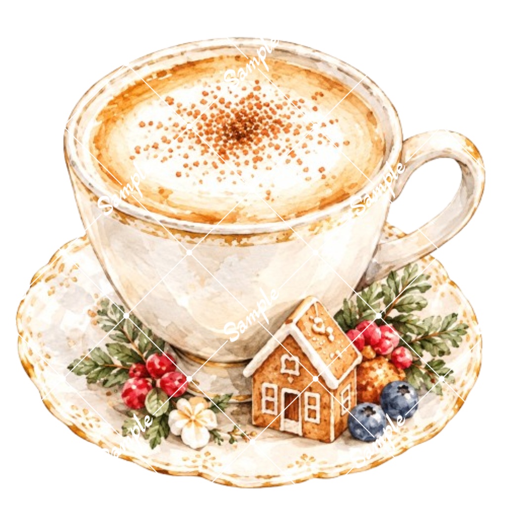 冬のカフェドリンク2 水彩イラスト15点| 背景透過PNG、商用利用OK