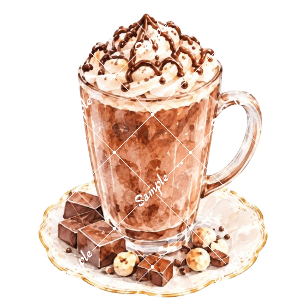 冬のカフェドリンク2 水彩イラスト15点| 背景透過PNG、商用利用OK