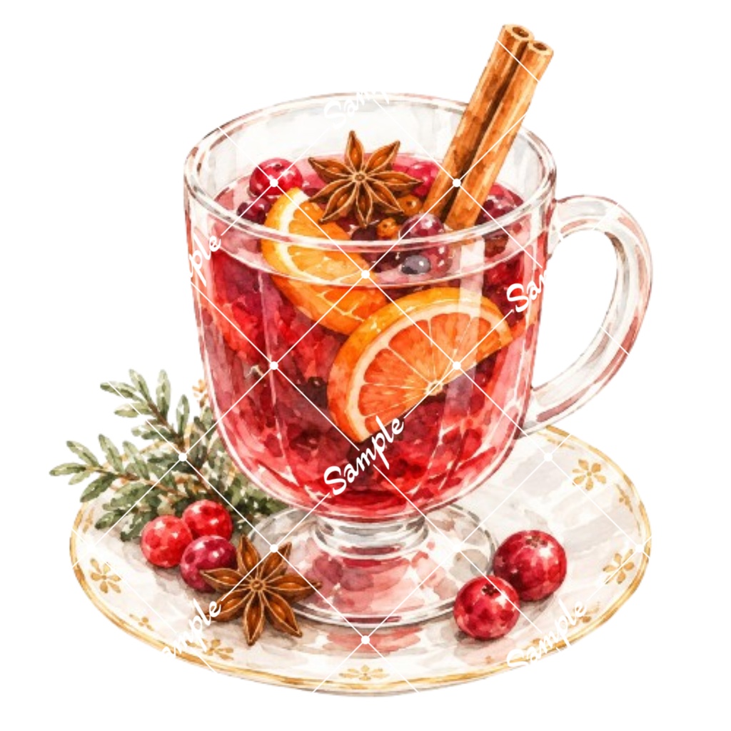 冬のカフェドリンク2 水彩イラスト15点| 背景透過PNG、商用利用OK