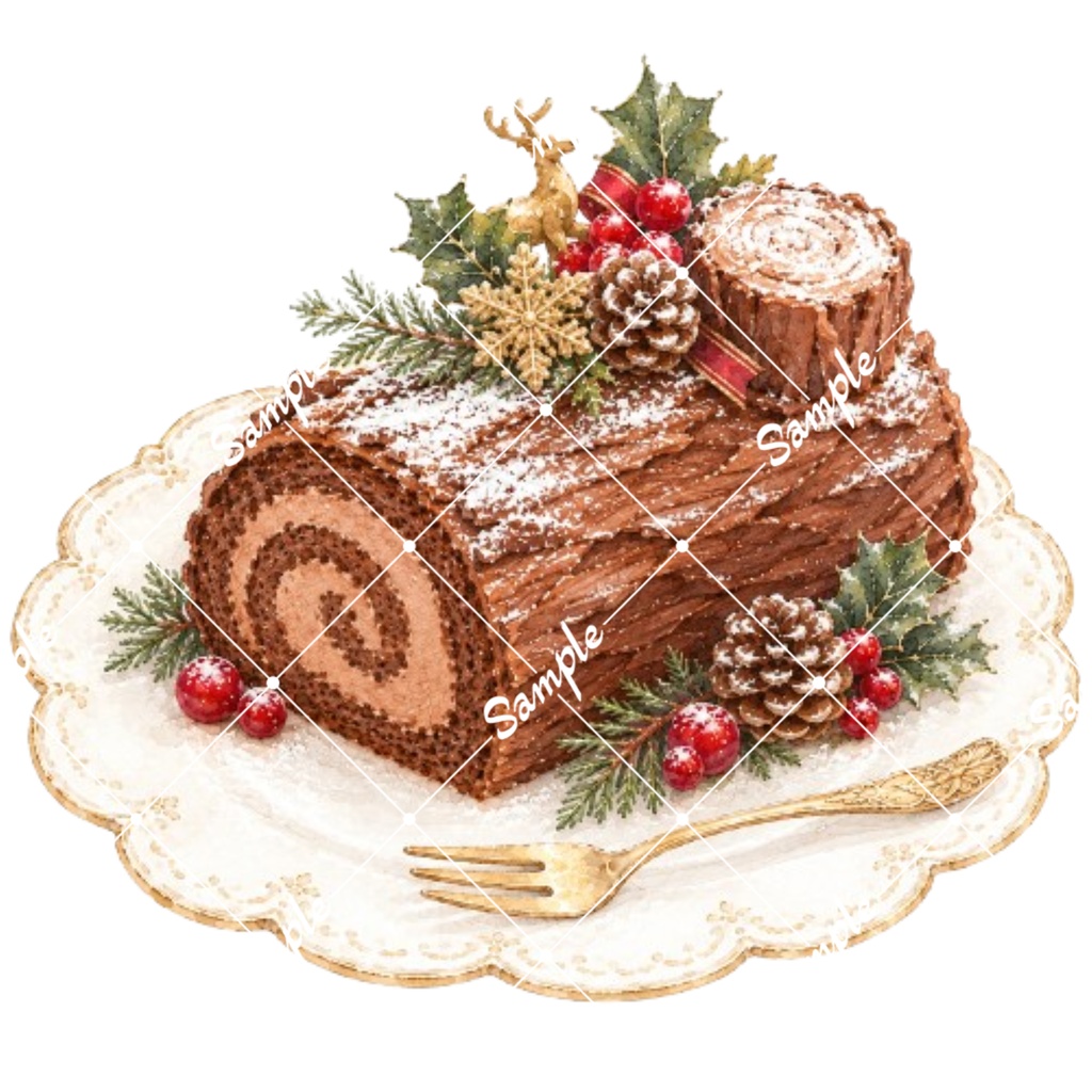 クリスマススイーツ水彩イラスト素材集12点|PNG・透過素材
