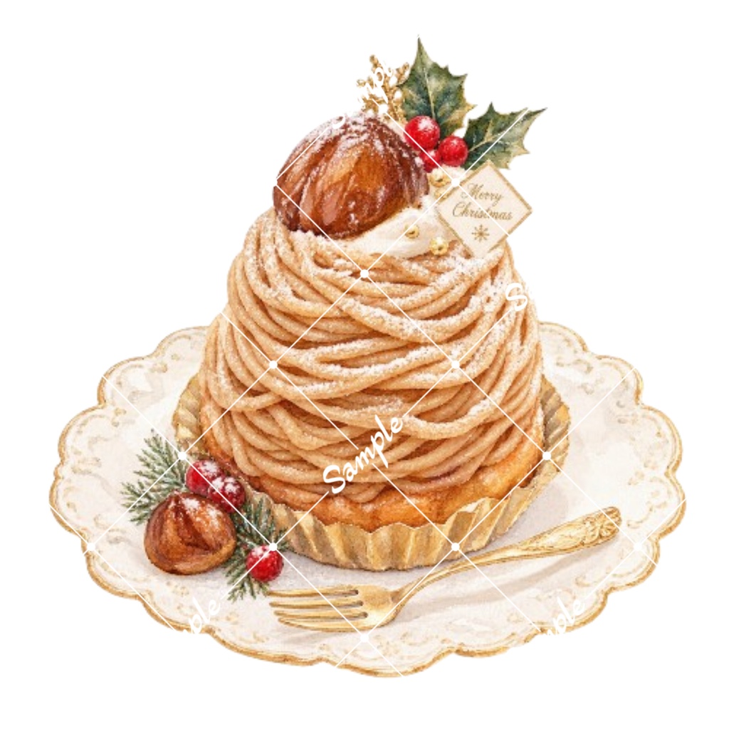 クリスマススイーツ水彩イラスト素材集12点|PNG・透過素材
