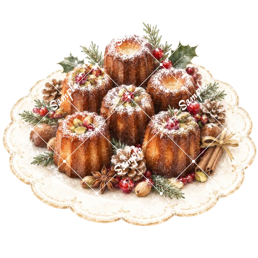 クリスマススイーツ水彩イラスト素材集12点|PNG・透過素材