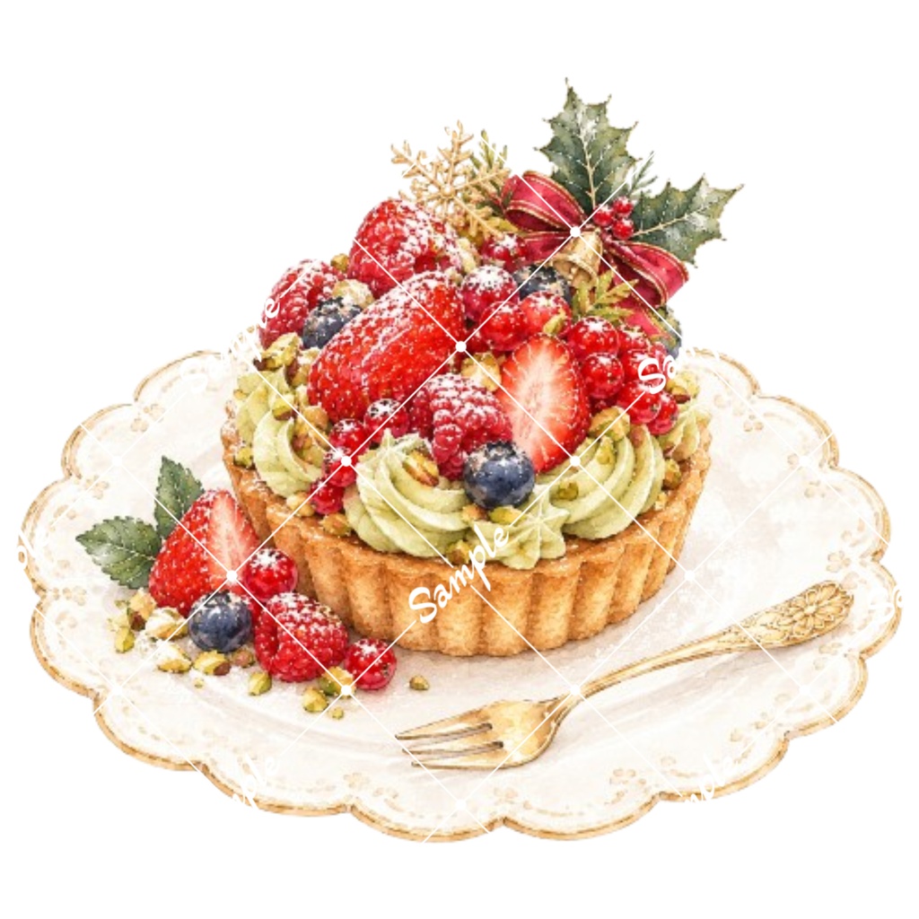 クリスマススイーツ水彩イラスト素材集12点|PNG・透過素材
