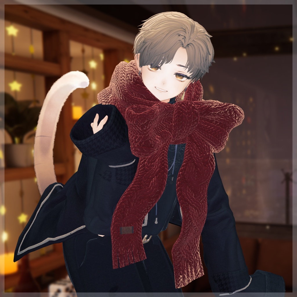 アラン編みリボンマフラー AranRibbonMuffler