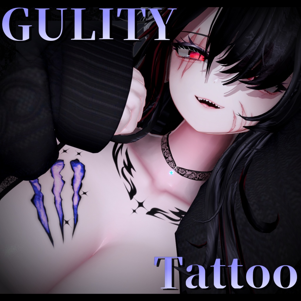 【汎用】狼×傷×薔薇の全身タトゥー/GULITYtattoo