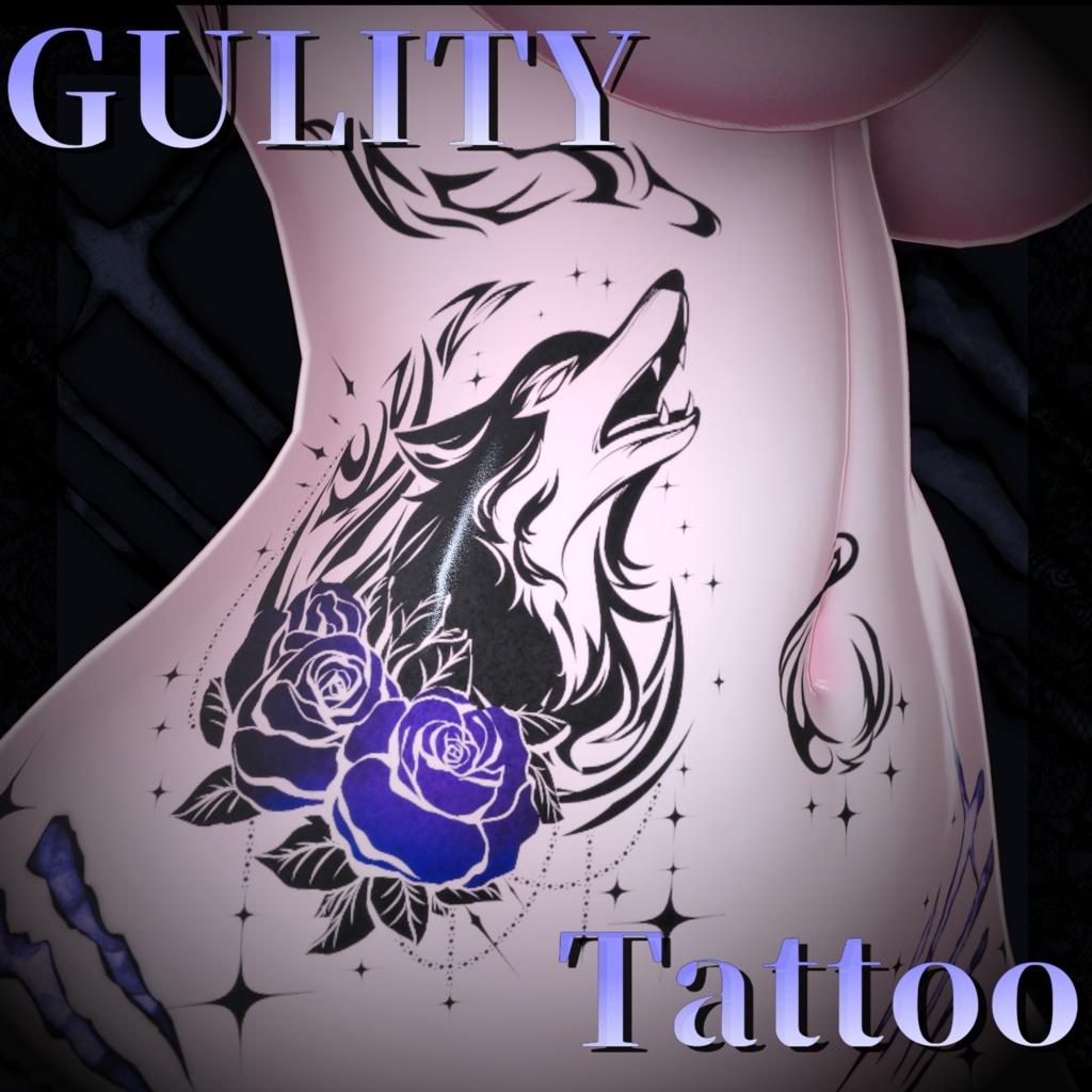 【汎用】狼×傷×薔薇の全身タトゥー/GULITYtattoo