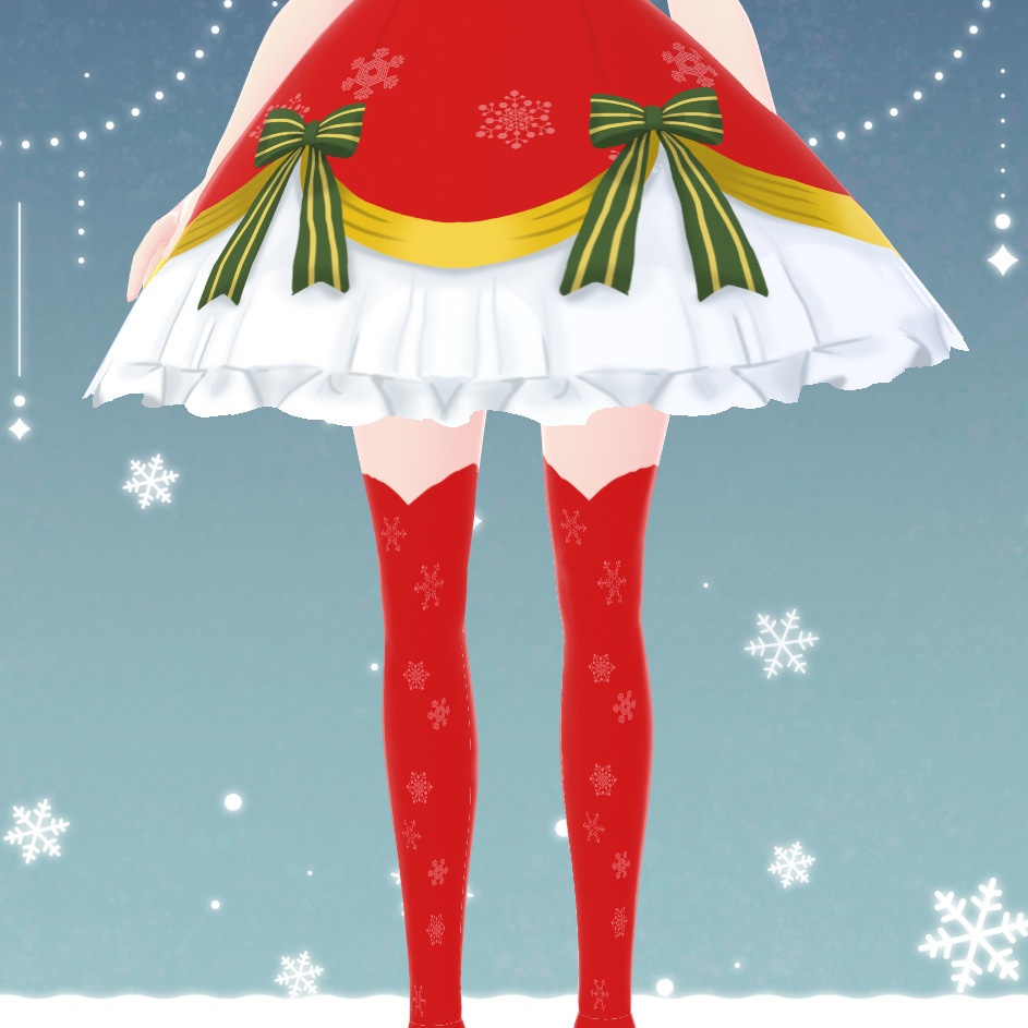 【vroid衣装】【無料】クリスマスワンピ+ニーソセット