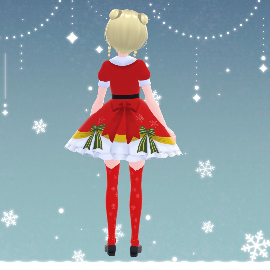 【vroid衣装】【無料】クリスマスワンピ+ニーソセット