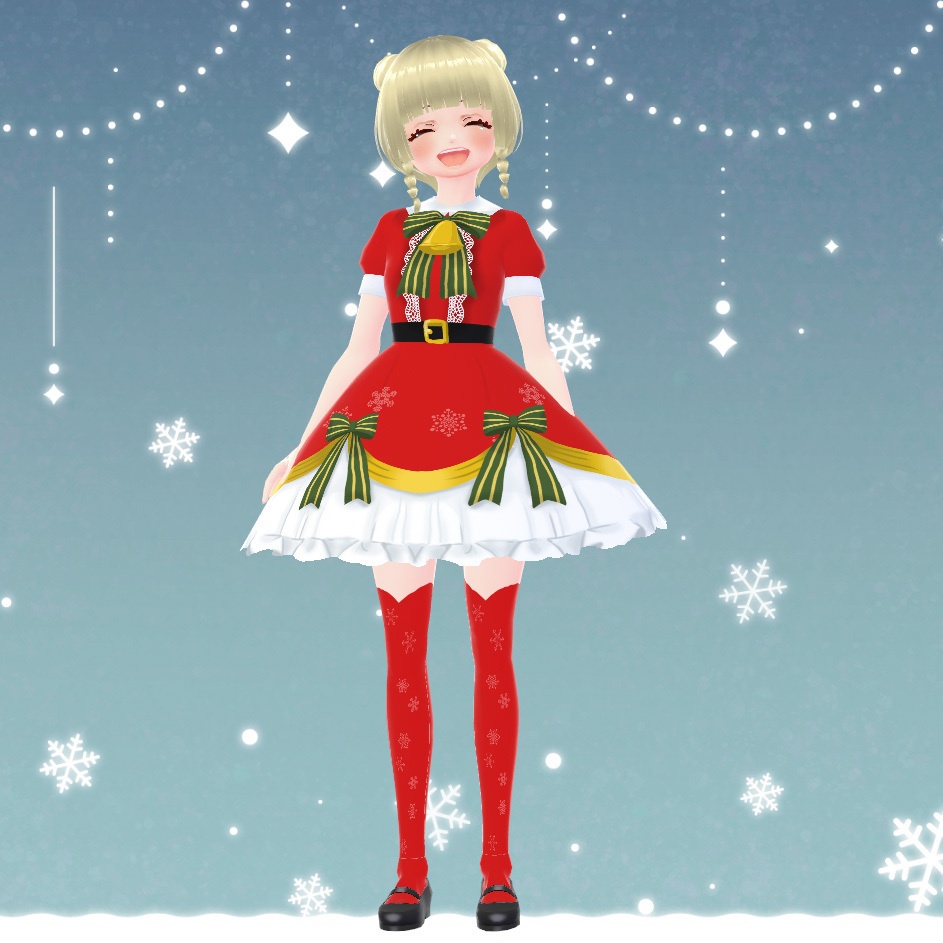 【vroid衣装】【無料】クリスマスワンピ+ニーソセット