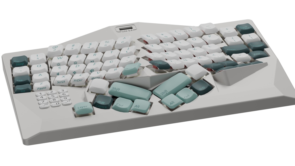 PCキーボード Nanaju 3Dモデル Blender用(blendファイル)