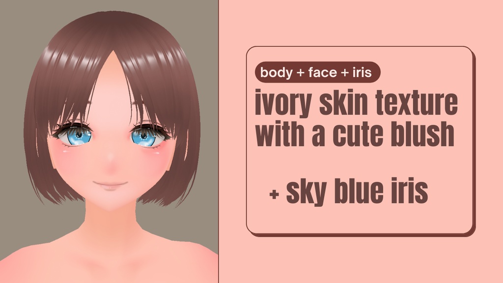 (Vroid) FREE ! ivory face + body + iris textures ( with a cute blush )