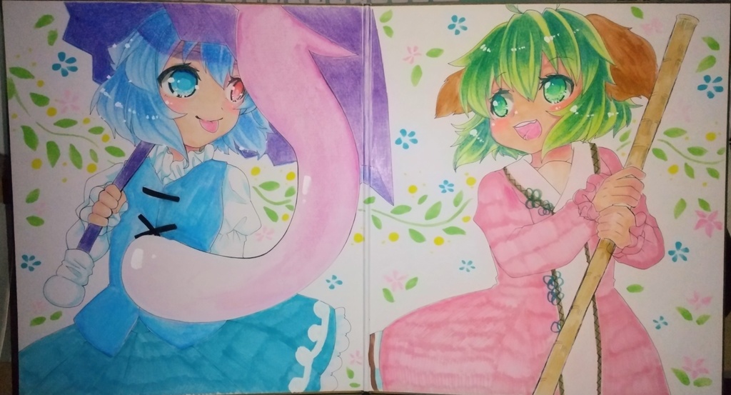 小傘と響子(二つ折り色紙)