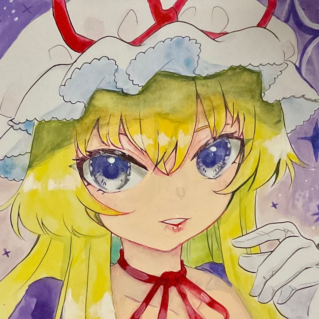【東方project】同人※ 八雲紫の大色紙※手描きイラスト※手描き色紙 同人イラスト