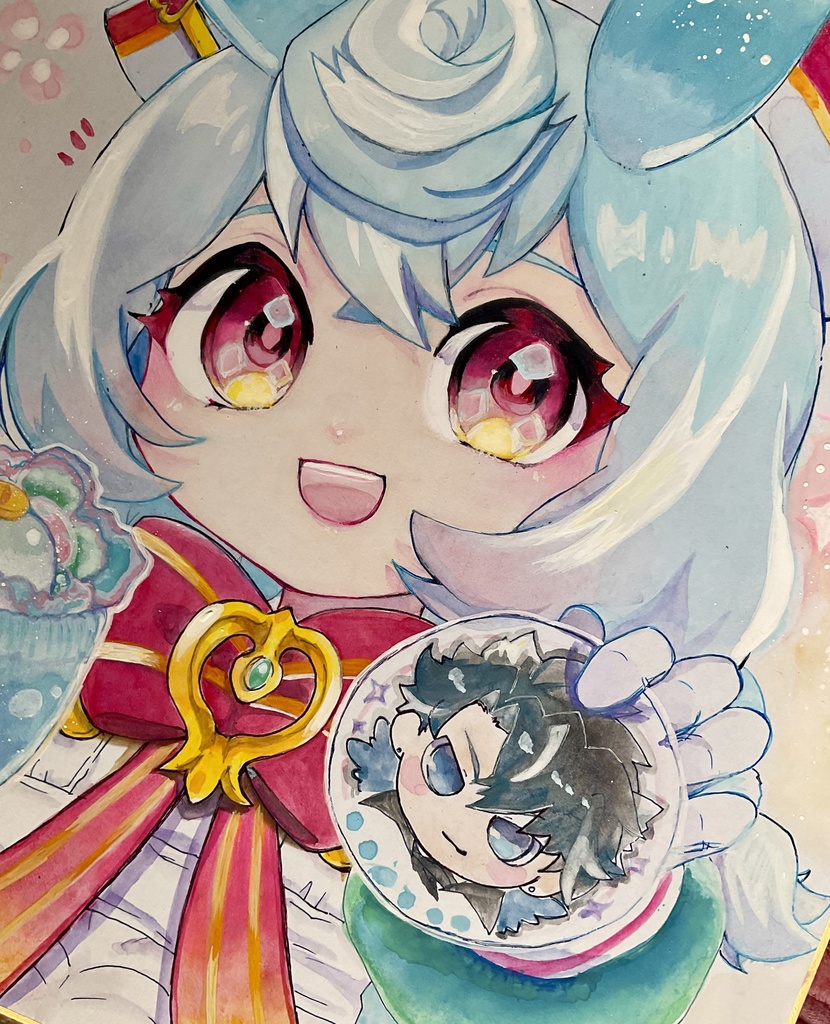 【原神】同人＊新キャラ発表記念:シグウィンちゃん大色紙＊手描き色紙＊手描きイラスト