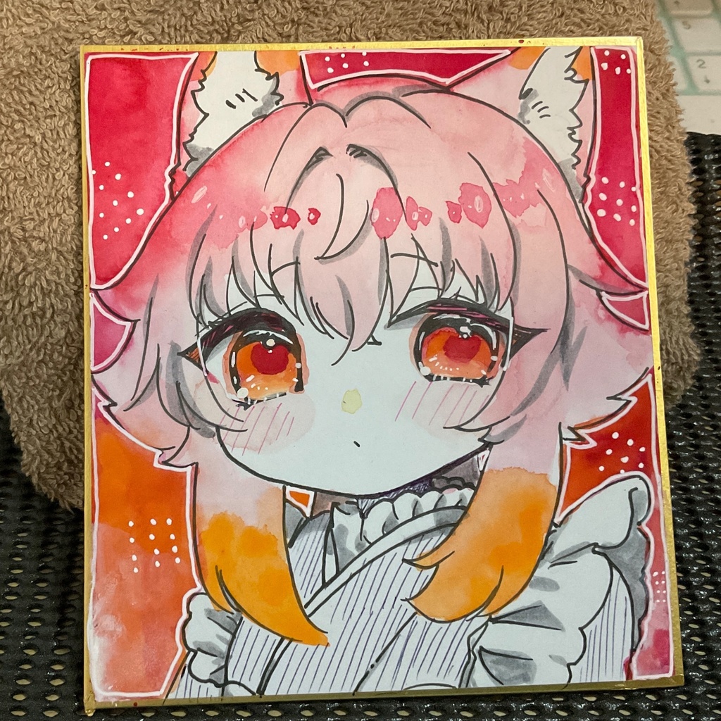 【オリジナル】＊狐の楓と狸の銀杏　ミニ色紙