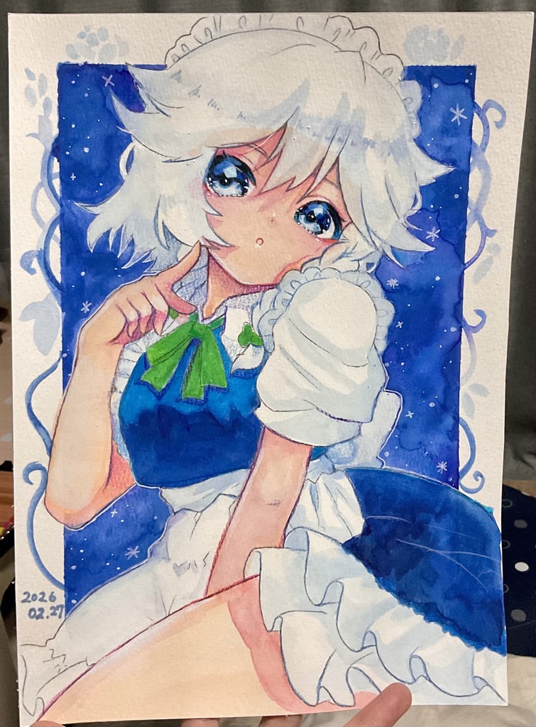 【東方Project】咲夜の水彩画とフランの大色紙