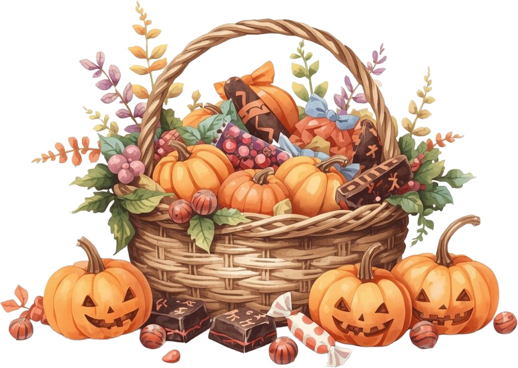 【ハロウィン・ダウンロード素材集】水彩風アンティークの可愛らしいクリップアート!素材50点セット (PNG背景透過)