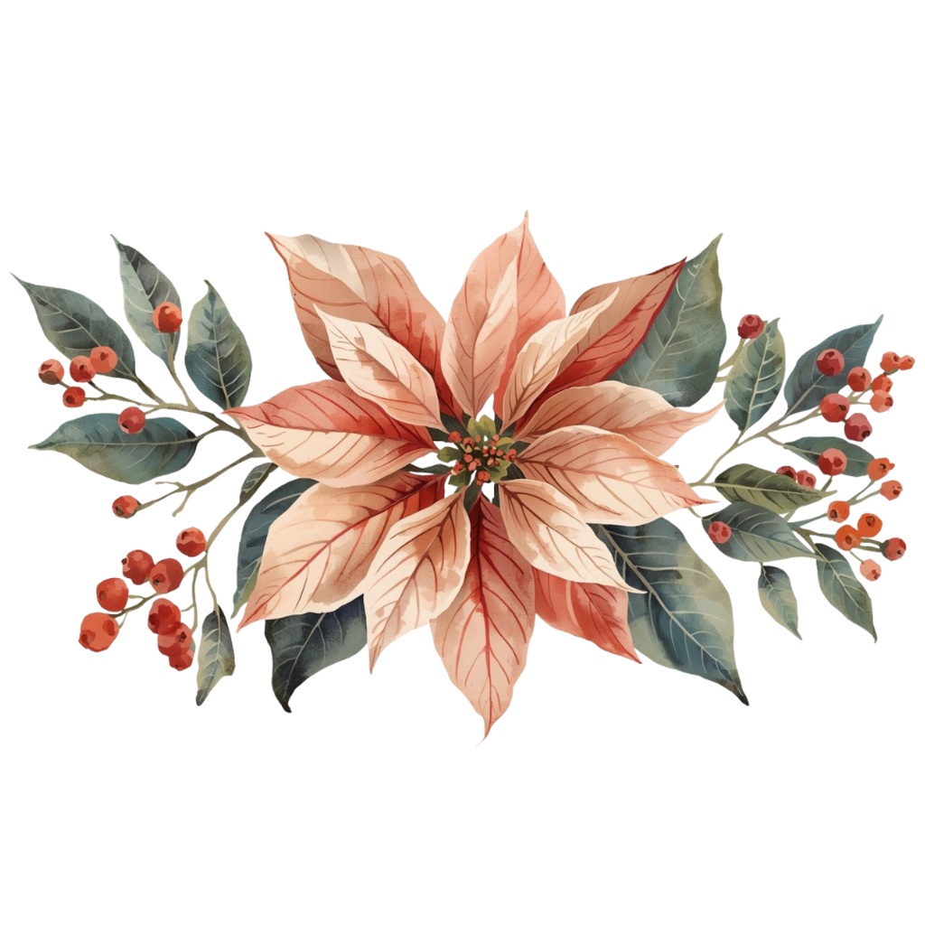 【クリスマス・ダウンロード素材集】水彩風の温かみのある大人可愛いクリップアートが満載!素材50点セット (PNG背景透過)