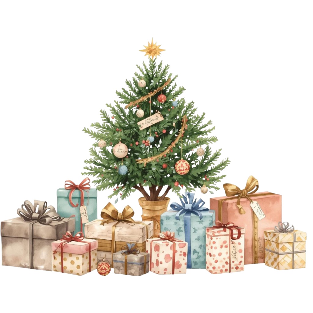 【クリスマス・ダウンロード素材集】水彩風の温かみのある大人可愛いクリップアートが満載!素材50点セット (PNG背景透過)