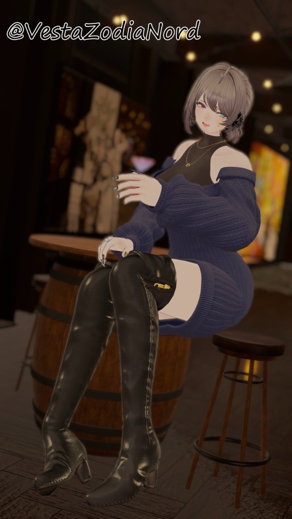 SALE~4/10【7アバター対応】オフショルニット&ロングブーツ