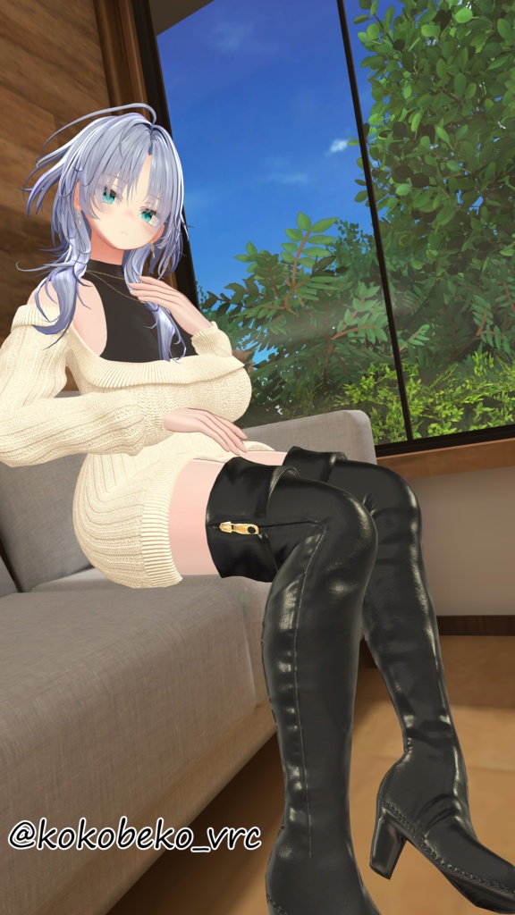 SALE~4/10【7アバター対応】オフショルニット&ロングブーツ