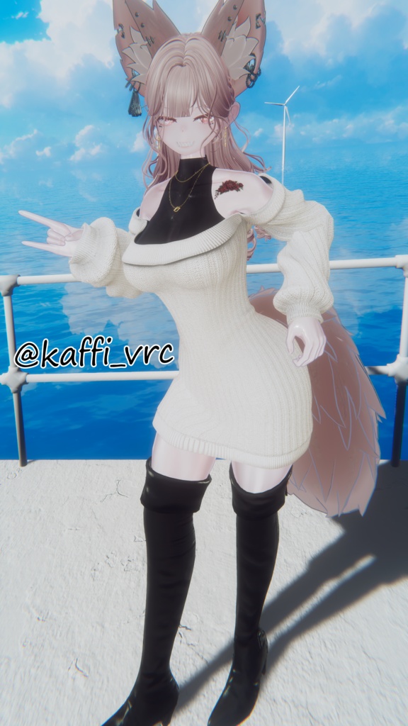 SALE~4/10【7アバター対応】オフショルニット&ロングブーツ