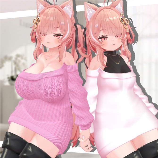 SALE~4/10【7アバター対応】オフショルニット&ロングブーツ