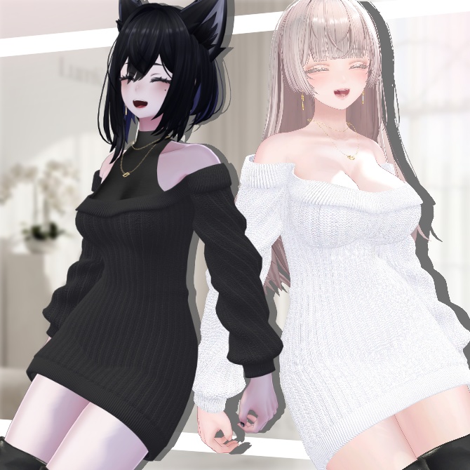 SALE~4/10【7アバター対応】オフショルニット&ロングブーツ