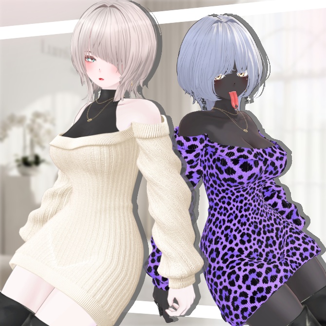 SALE~4/10【7アバター対応】オフショルニット&ロングブーツ