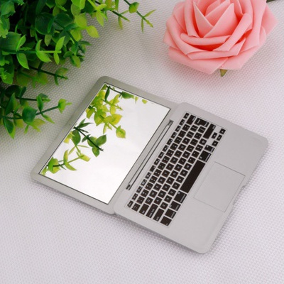 【送料無料】Macbook型ミラー(シルバー / ホワイト)【ノートPC型ミニチュア手鏡】