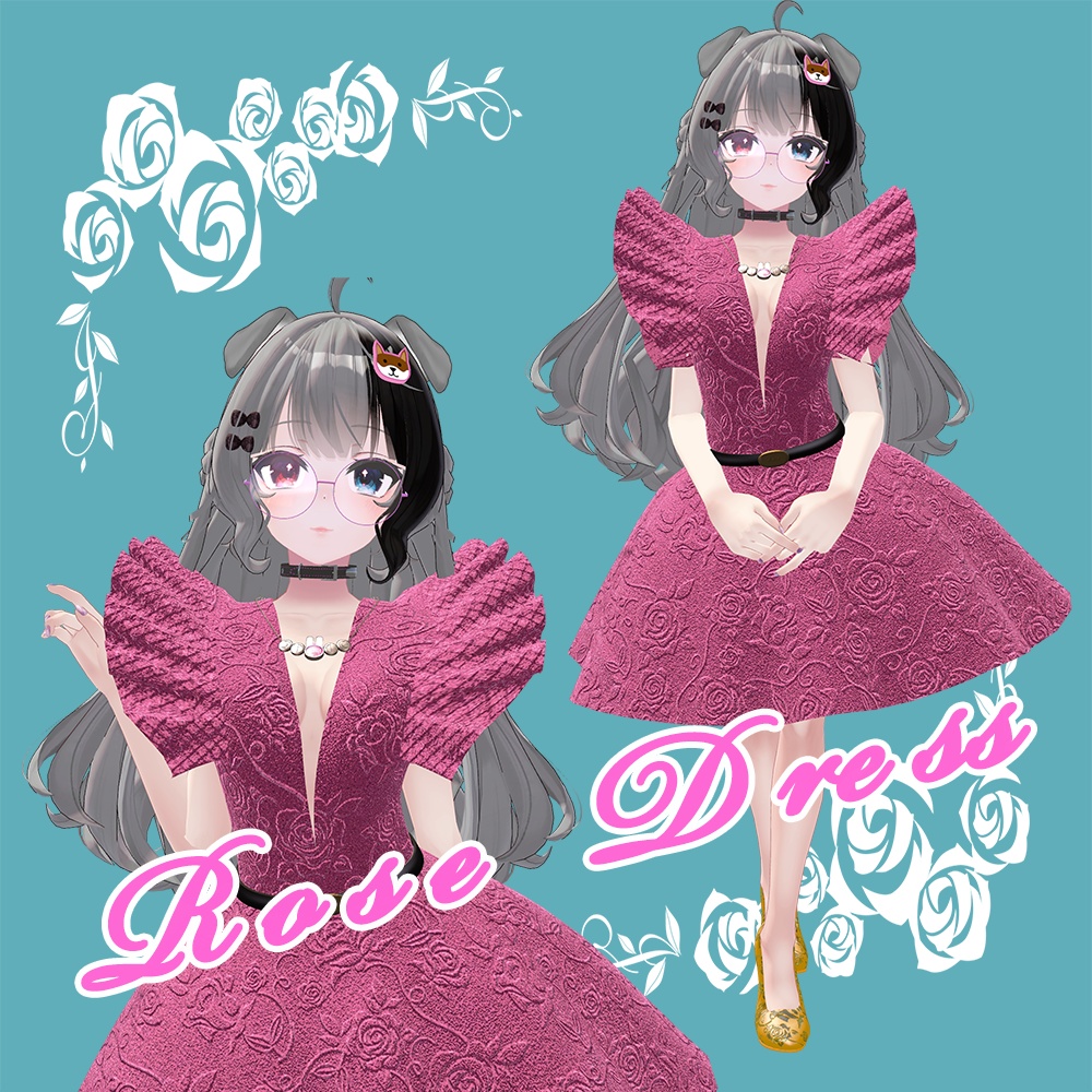 【ルーナリットちゃん対応】ローズ・ドレス