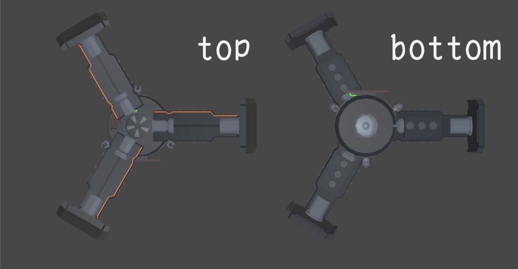 3Dモデル 三枚回転翼式ドローン