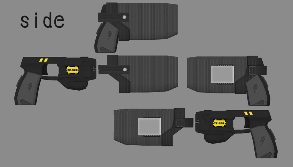 3Dモデル TE-328テーザーガン 汎用ホルスター付き
