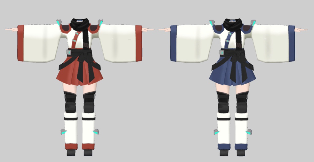 VRC等想定・着せ替え改変用サイバー巫女服モデル