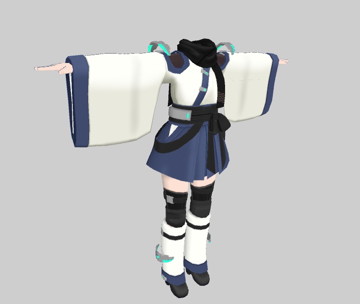 VRC等想定・着せ替え改変用サイバー巫女服モデル