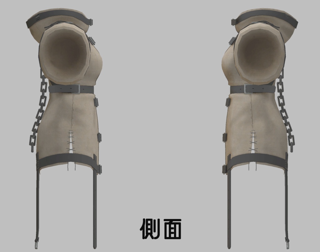 VRChat想定 着せ替え改変用3Dモデル 拘束衣パーカー