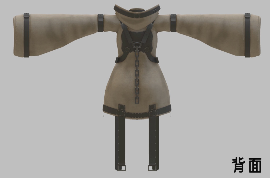 VRChat想定 着せ替え改変用3Dモデル 拘束衣パーカー