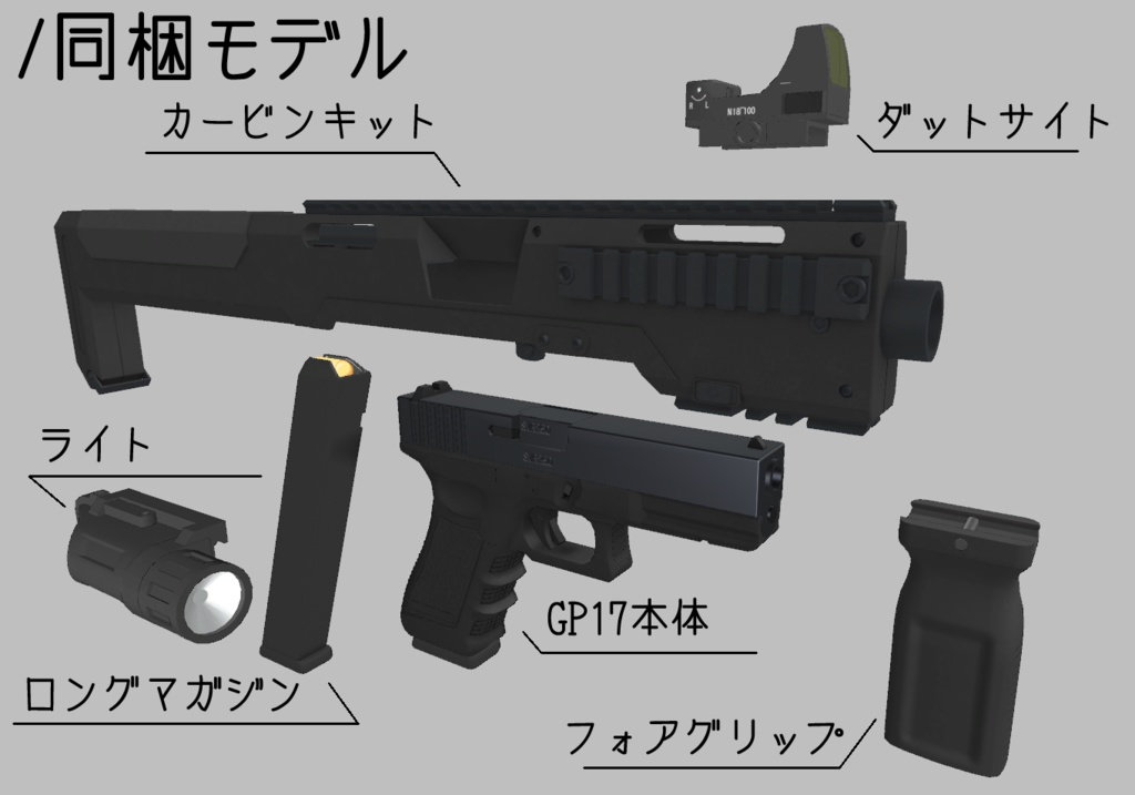 3Dモデル GP17ピストル カービンキットセット