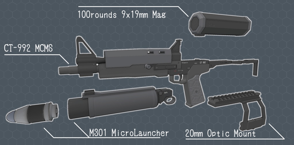 3Dモデル CT-992サブマシンガン