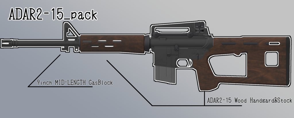 3Dモデル ADAR2-15 AR-15拡張パーツキット