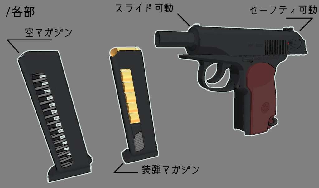 3Dモデル Pistol-Makarov
