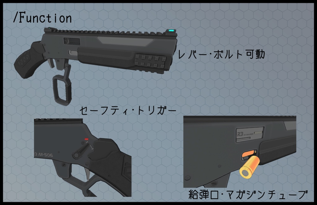 3Dモデル R3M506 レバーアクションピストル