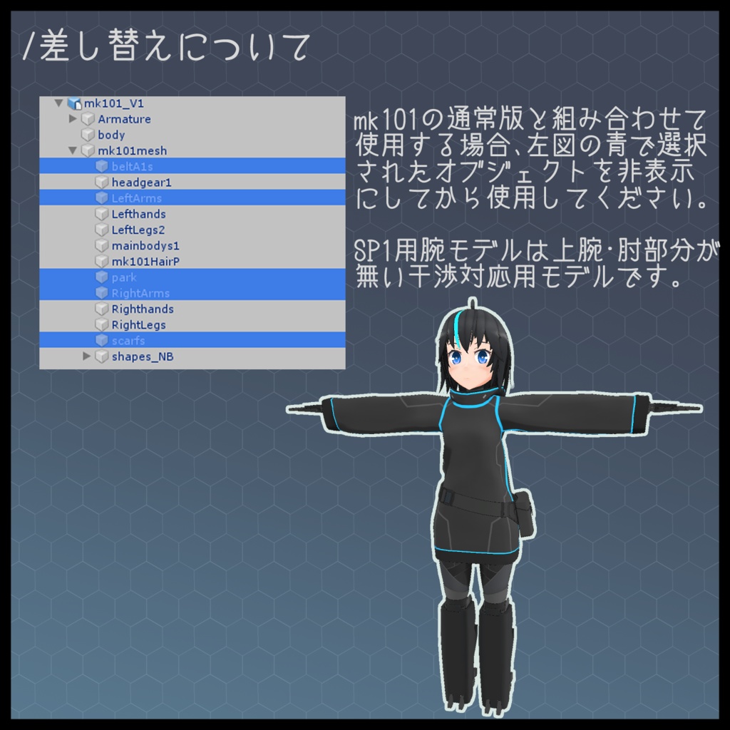 3Dモデル MARK101対応 ロングパーカーセット