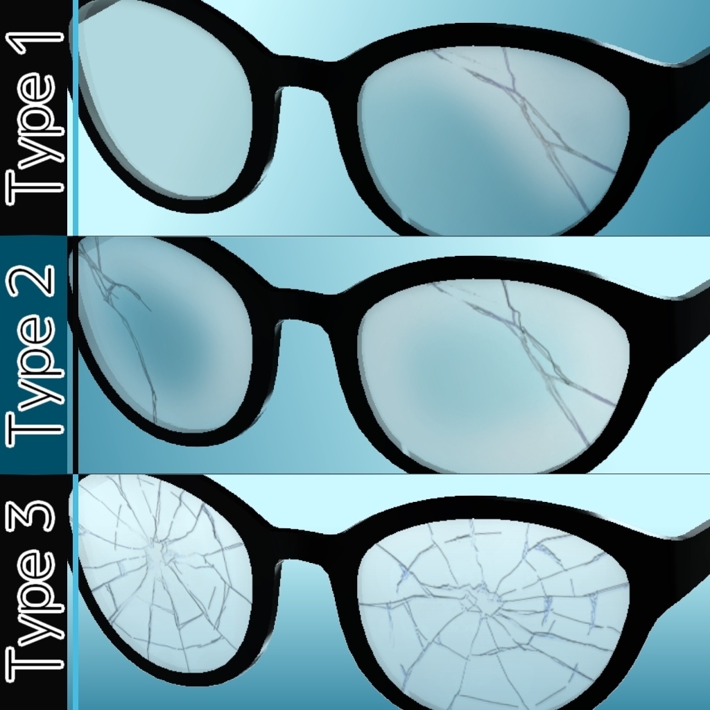 【VRoid用】眼鏡レンズテクスチャ-Cracked-