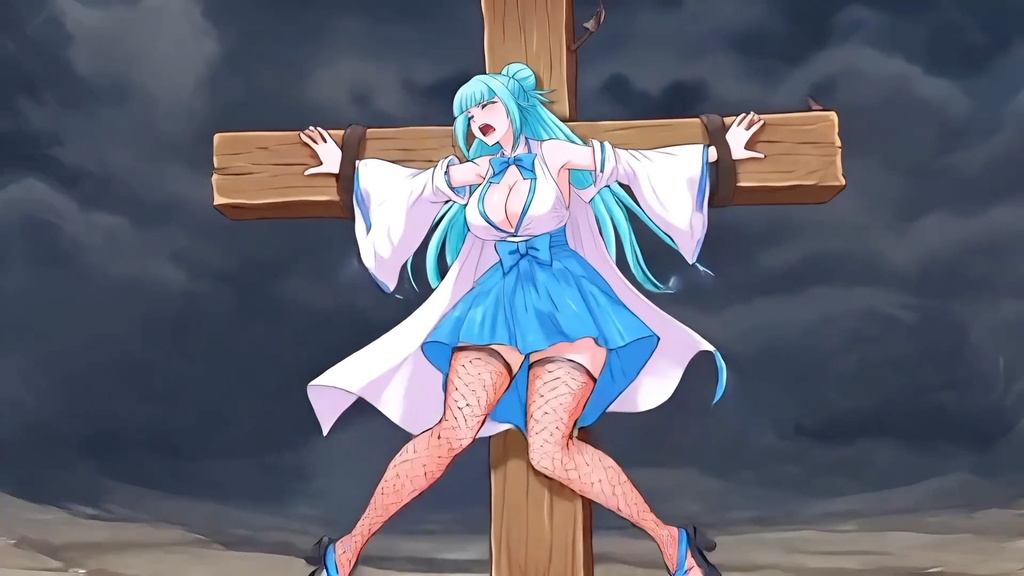 天州浦くらら(巫女衣装) 磔/触手 敗北【音声版】約1分40秒zipファイル