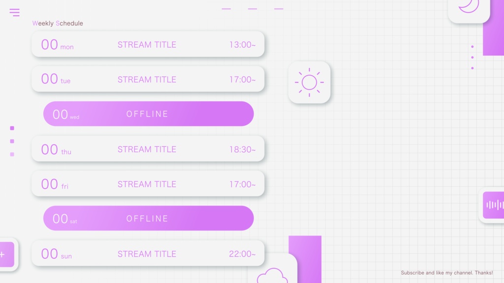 配信スケジュール画像素材01 (5色セット)