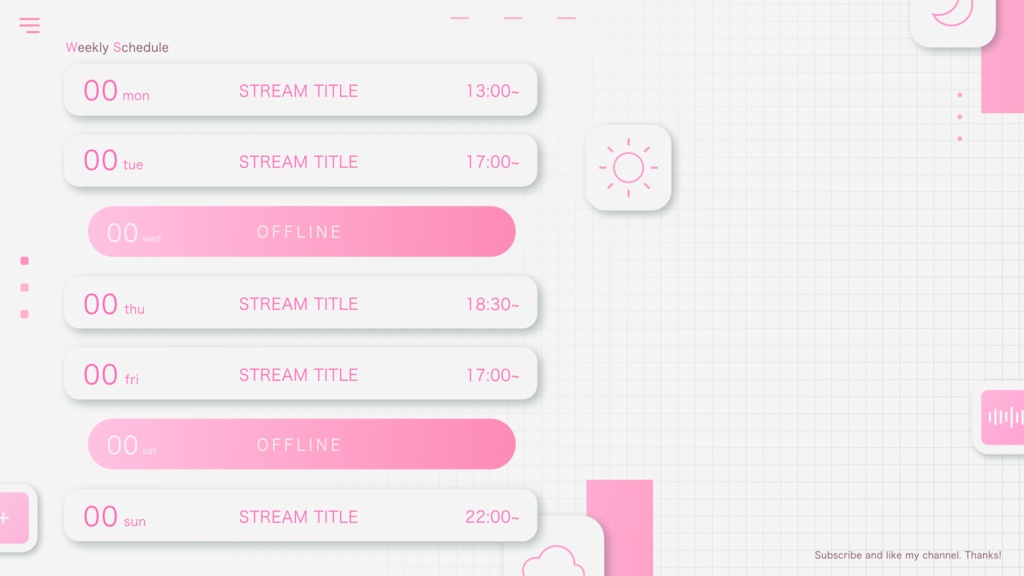 配信スケジュール画像素材01 (5色セット)