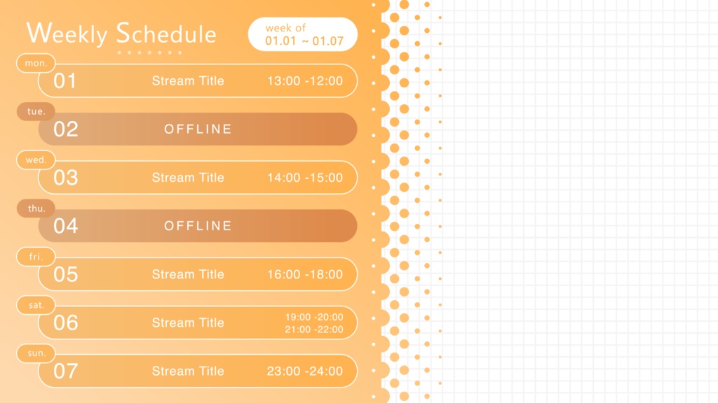配信スケジュール画像素材04 (6色セット)