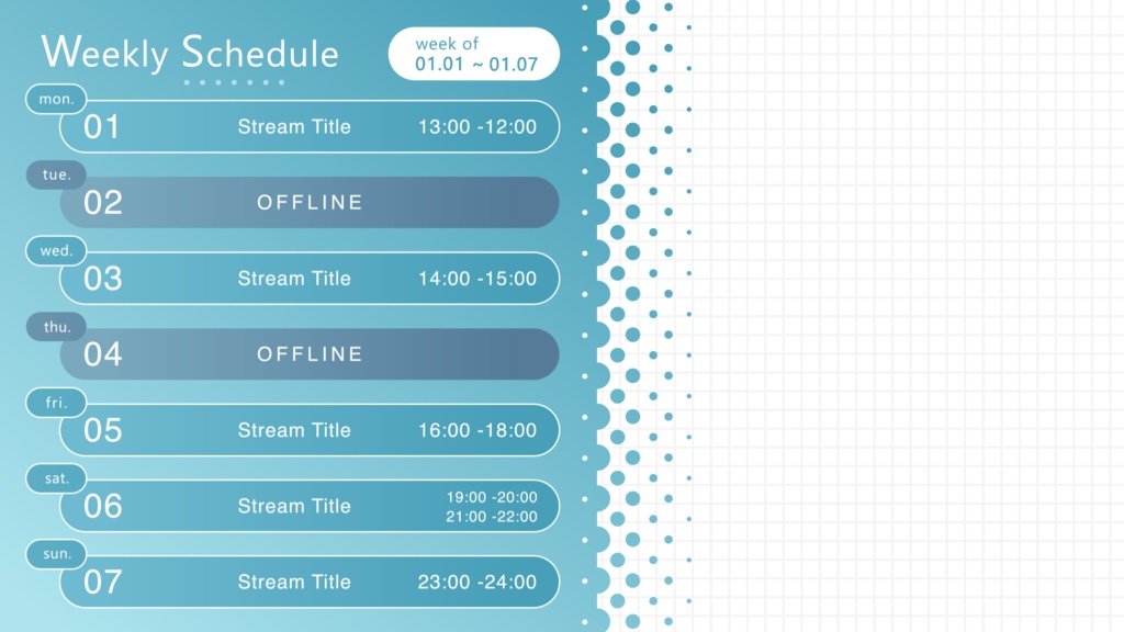 配信スケジュール画像素材04 (6色セット)